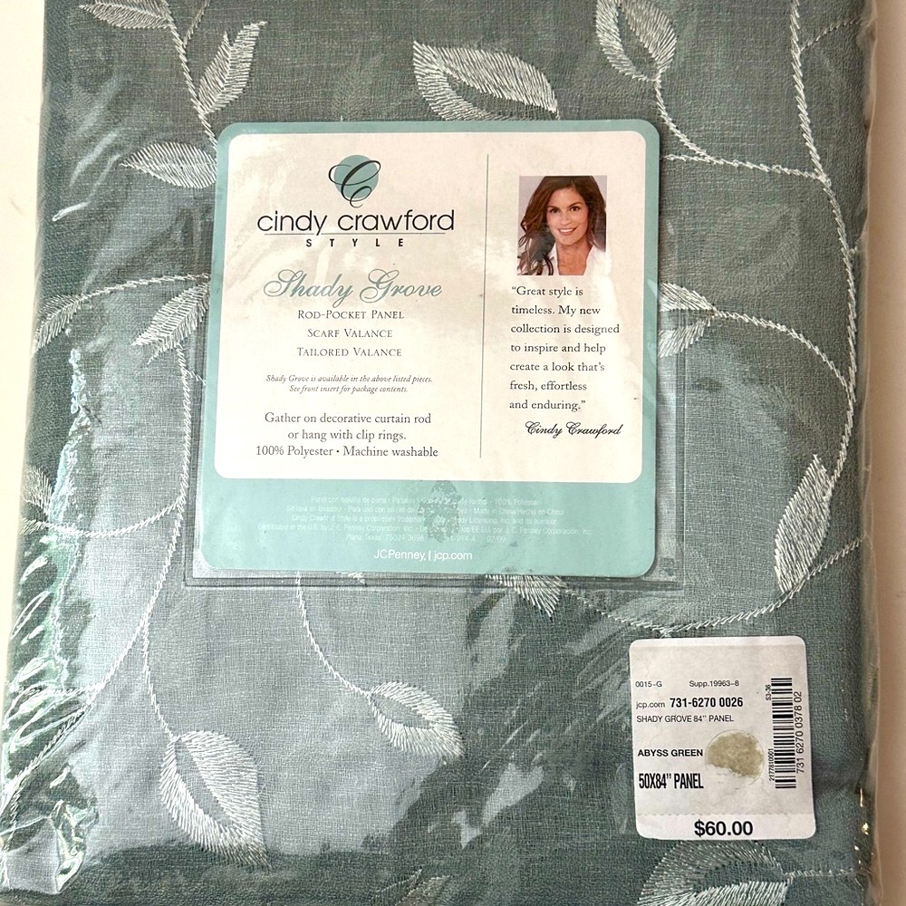 NWT Pair (2) Leaf Embroidered Curtain Panels 50” x 84”sage green “Shady Grove”